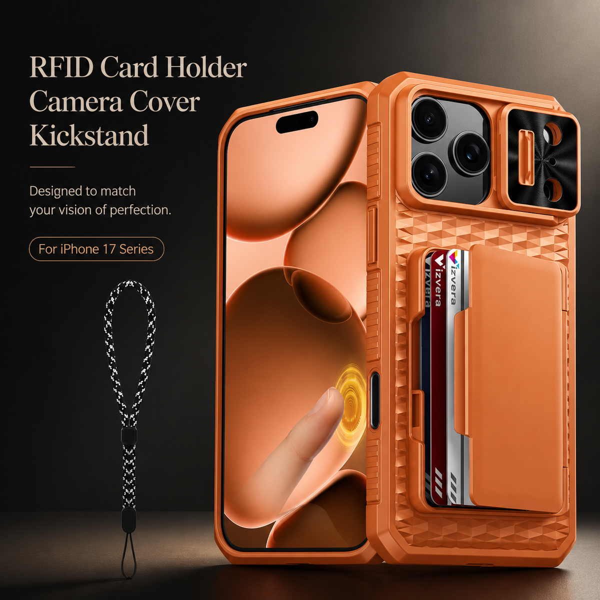 Premium iPhone Case Wallet Card Holder Sliding Camera Cover Stand MagSafe Compatible RFID Blocking Dual Layer Shockproof Heavy Duty Full Protection Design