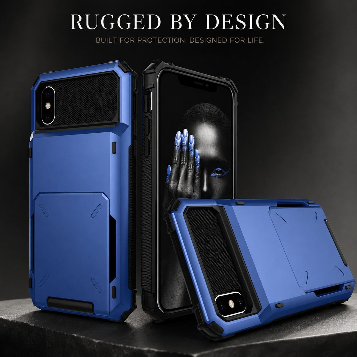 Premium iPhone Case Wallet Cover Hidden Card Holder Dual Layer Shockproof Armor Anti Scratch Raised Camera Protection Slim Full Coverage Design