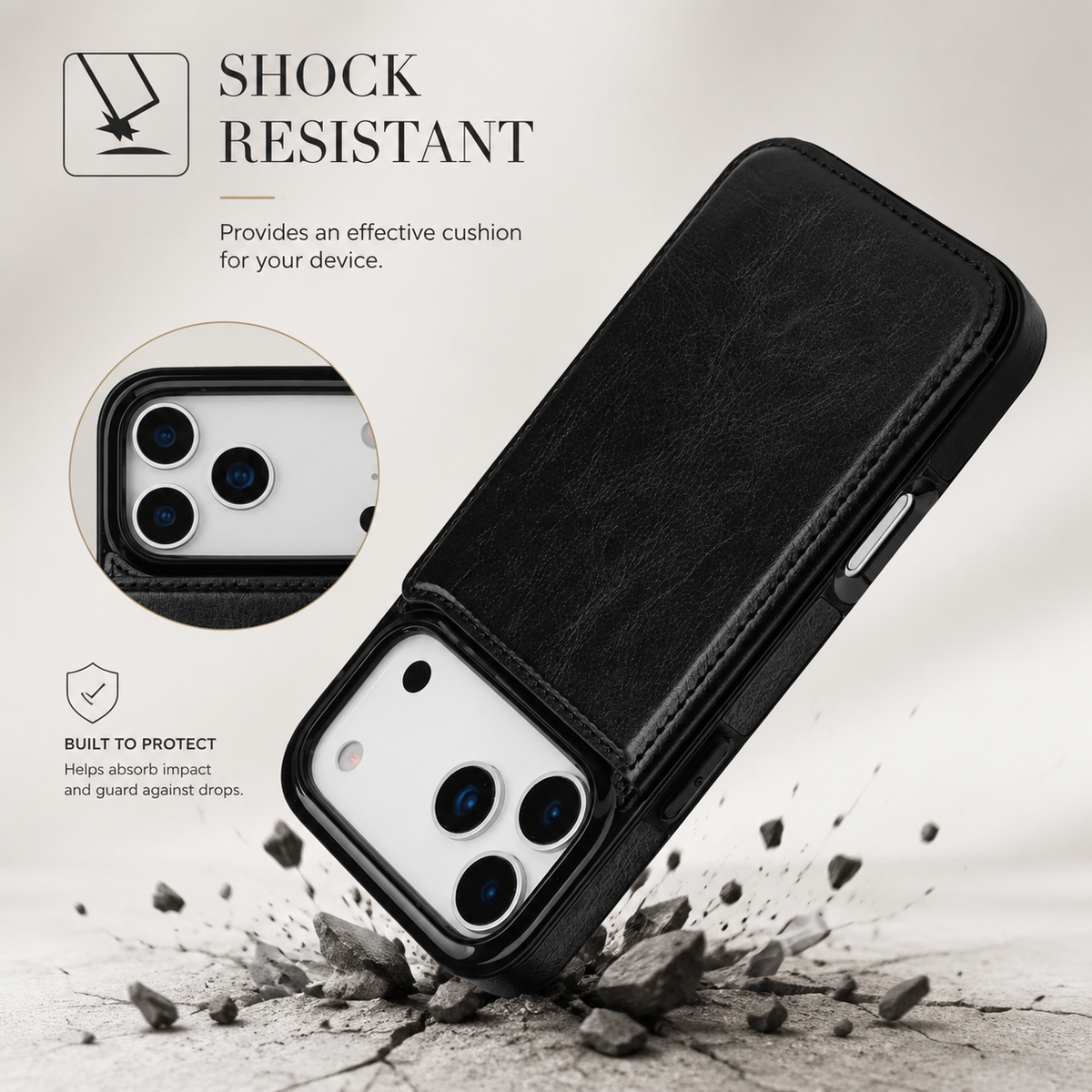 Premium iPhone Case Wallet Flip Cover Card Holder Magnetic Clasp Kickstand Faux Leather Shockproof Anti Scratch Slim Full Coverage Protective Design