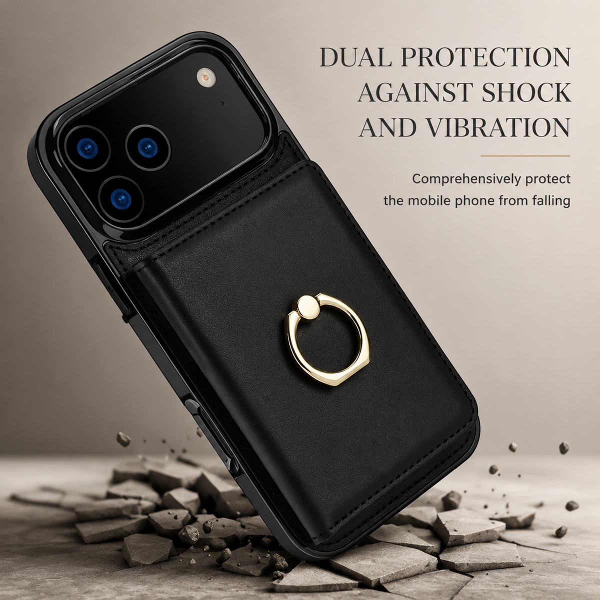 Premium iPhone Case Wallet Flip Cover Card Holder Magnetic Clasp Ring Kickstand PU Leather Shockproof Protective Cover Anti Scratch Full Protection Slim