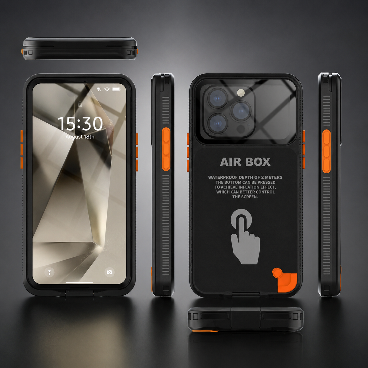 Premium iPhone Case Waterproof IP68 Full Body Sealed Cover Shockproof Dustproof Protective Camera Lens Protection Underwater Outdoor Full Coverage