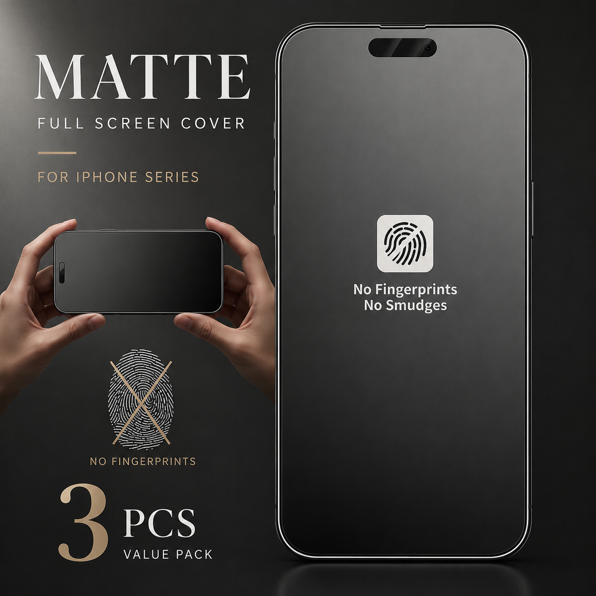 Premium iPhone Screen Protector Privacy Tempered Glass Anti Spy Matte Anti Glare Full Coverage Anti Fingerprint Scratch Resistant Case Friendly Design