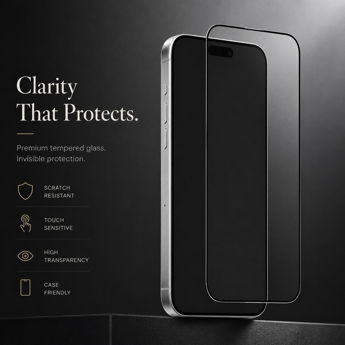 Premium iPhone Screen Protector Tempered Glass HD Clear Anti Fingerprint Scratch Resistant Ultra Thin Case Friendly Bubble Free Display Protection