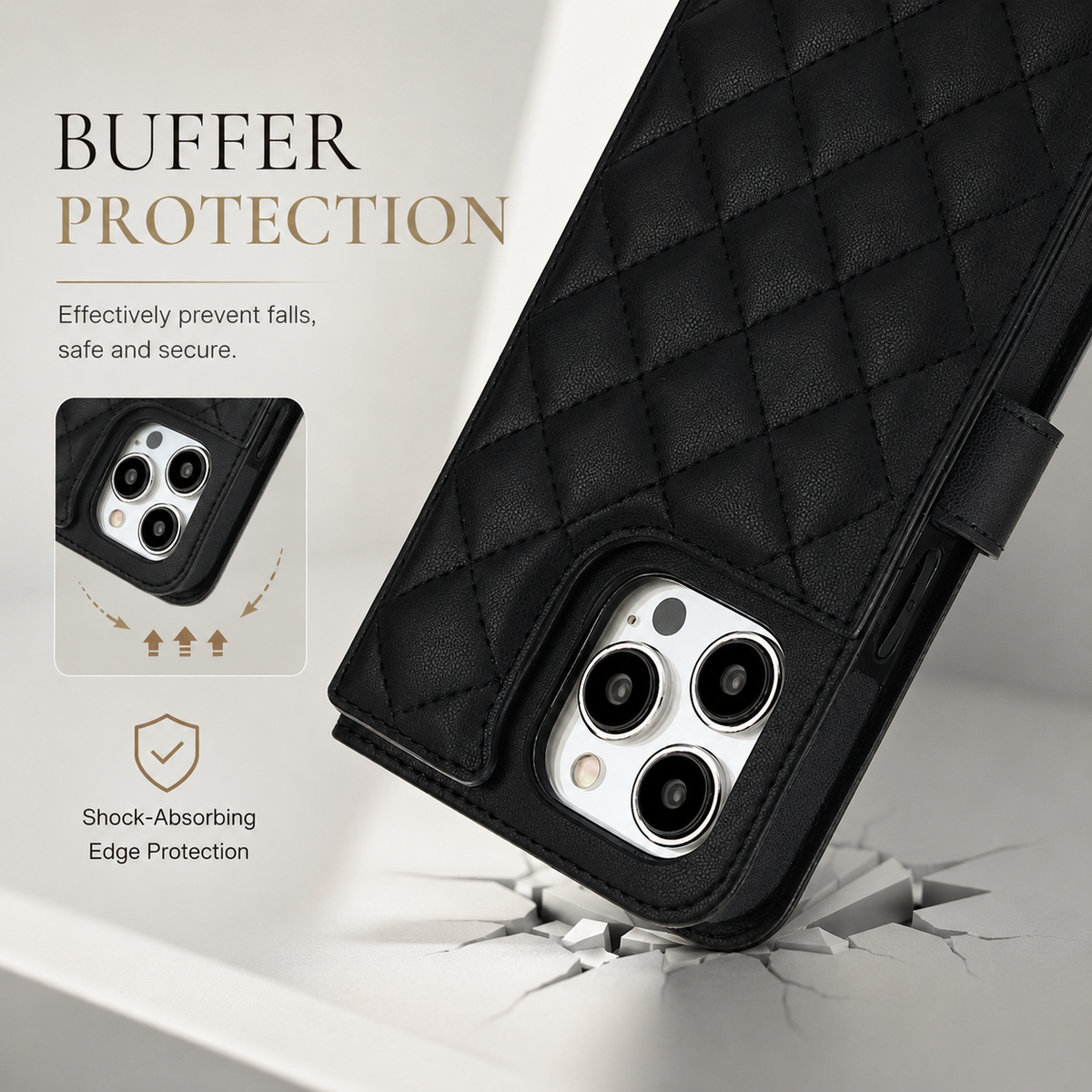 Premium iPhone Wallet Case Crossbody Flip Cover RFID Blocking Card Holder PU Leather Magnetic Closure Shockproof Full Coverage Strap Protective Case