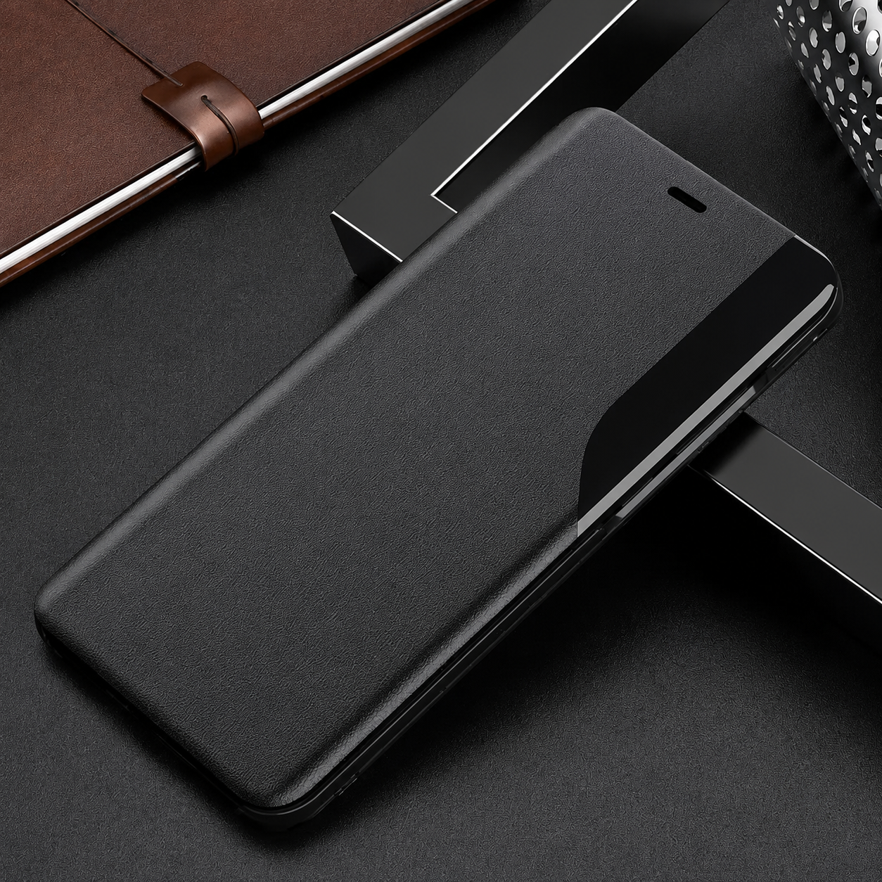 Premium iPhone Wallet Case MagSafe Compatible Magnetic Flip Cover PU Leather Card Holder Kickstand Shockproof Protective Full Coverage Camera Lens Guard Design