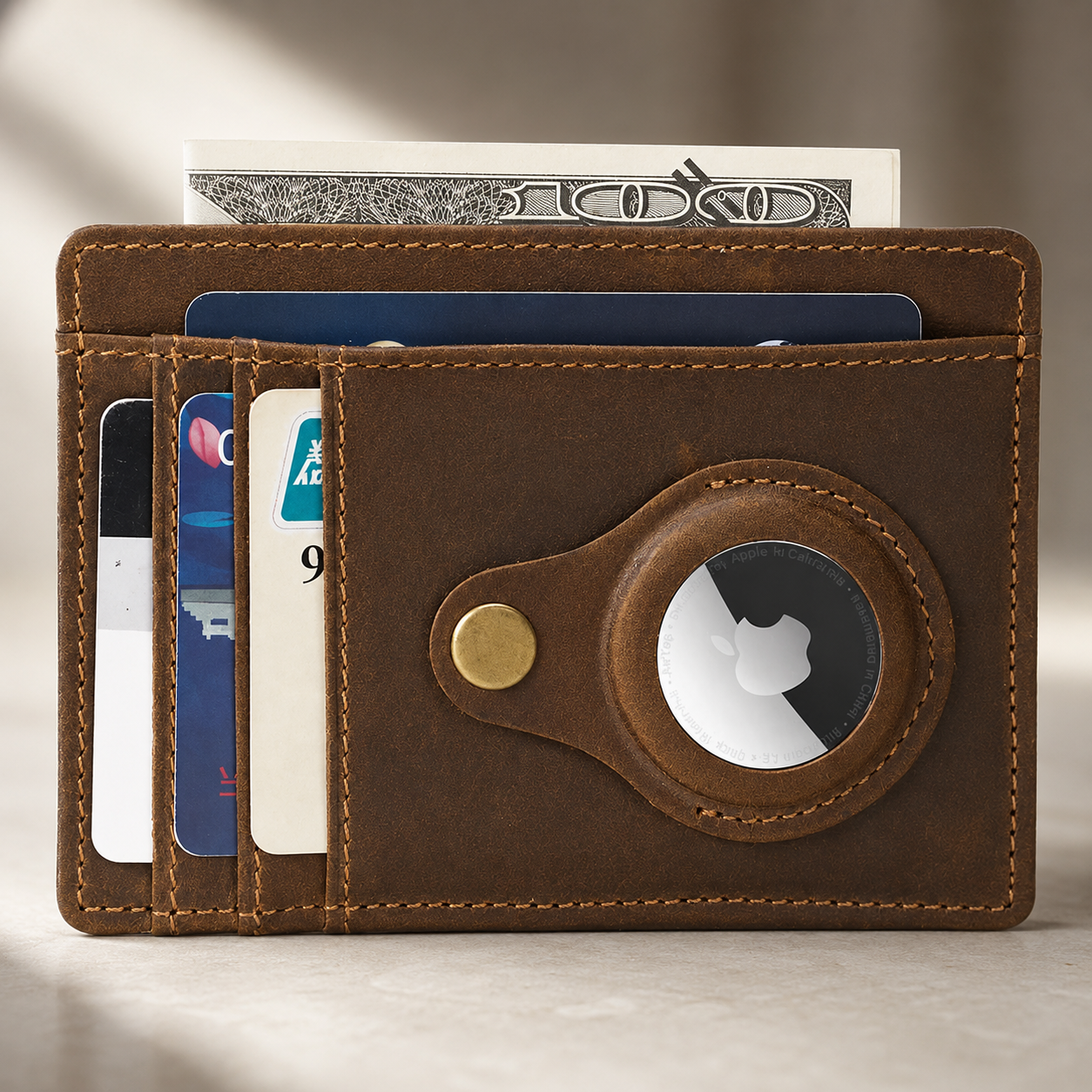 Premium AirTag Wallet RFID Blocking Leather Card Holder Magnetic Closure Slim Bifold Wallet Secure Storage Compact Everyday Carry Organizer Travel Kit