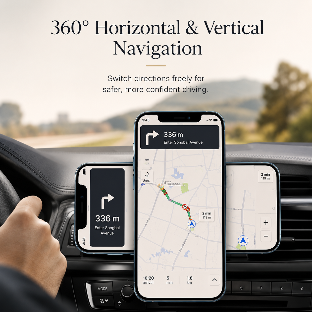 Premium Wireless Car Charger Magnetic Vent Mount MagSafe Compatible Fast Charging Phone Holder Secure Grip Hands Free Dashboard Travel Stand