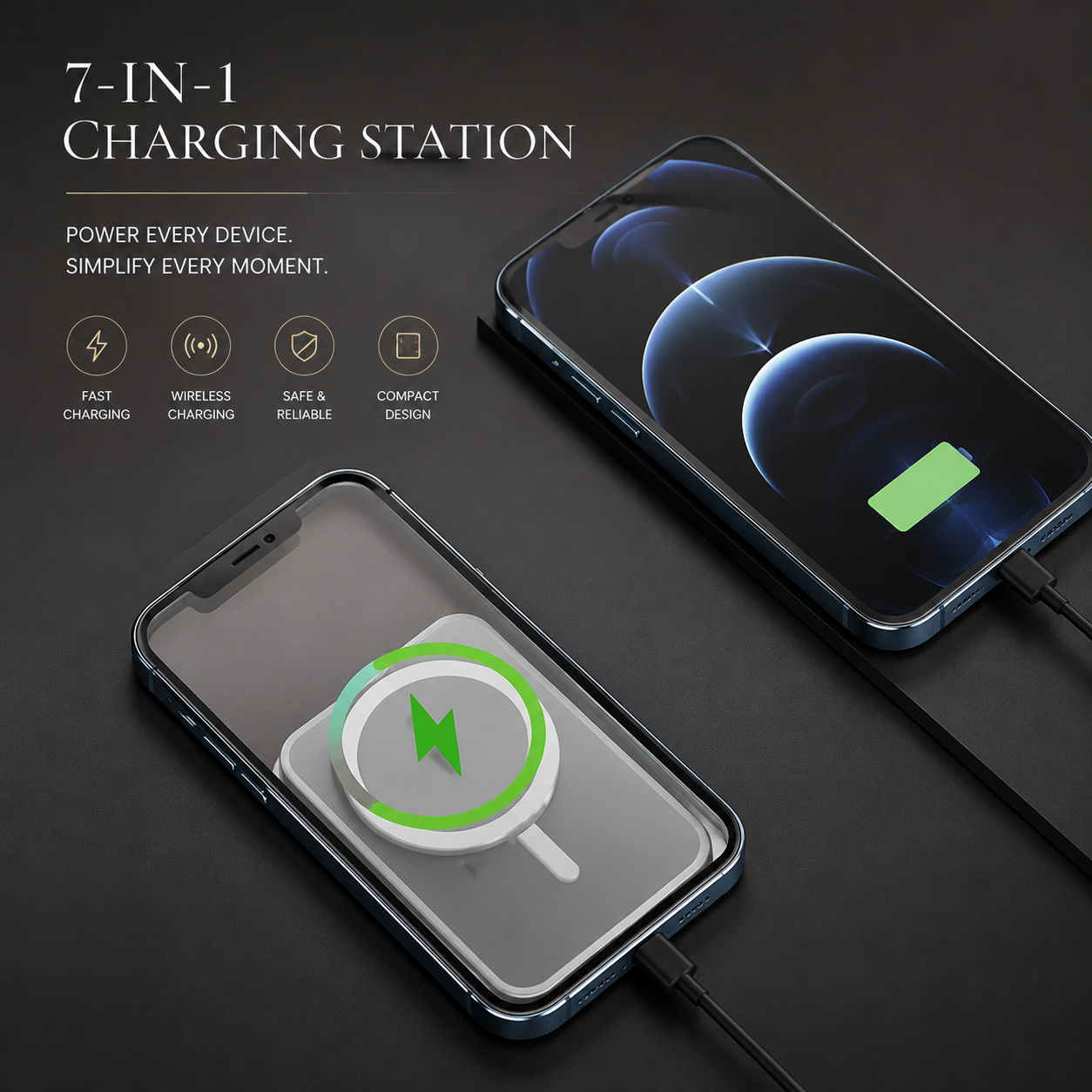 Premium Wireless Car Charger Magnetic Vent Mount MagSafe Compatible Fast Charging Phone Holder Secure Grip Hands Free Dashboard Travel Stand