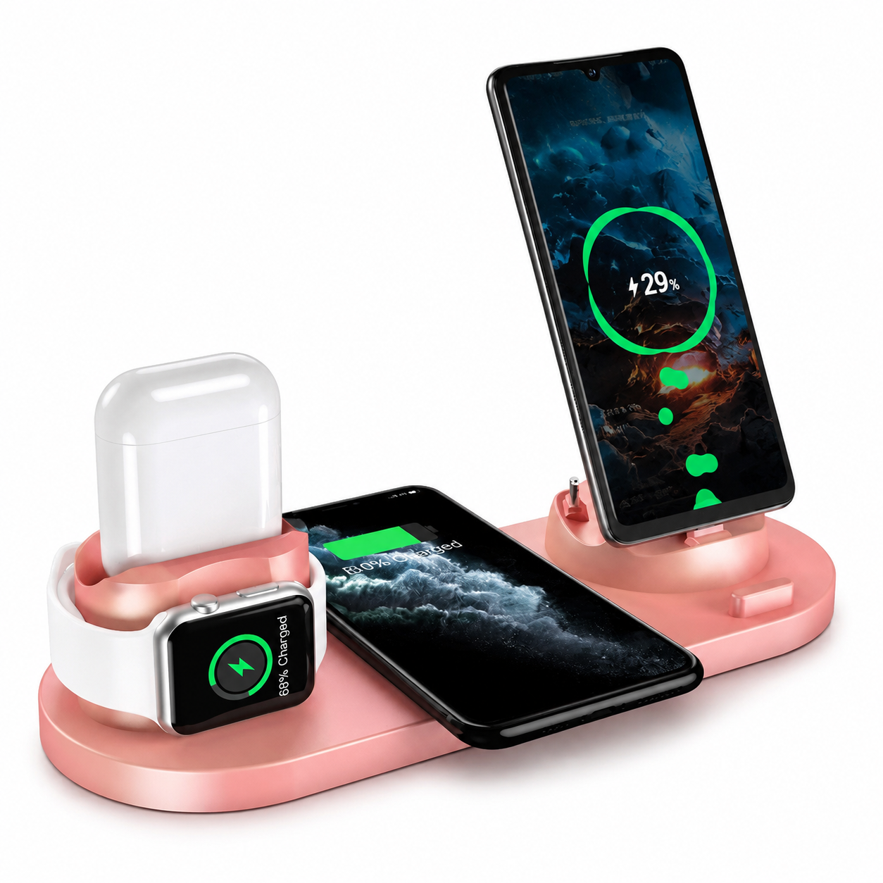 Premium Wireless Charger Fast Charging Station Foldable Multi Device Charging Dock Magnetic Stand for Smartphones Watches Earbuds Travel Organizer