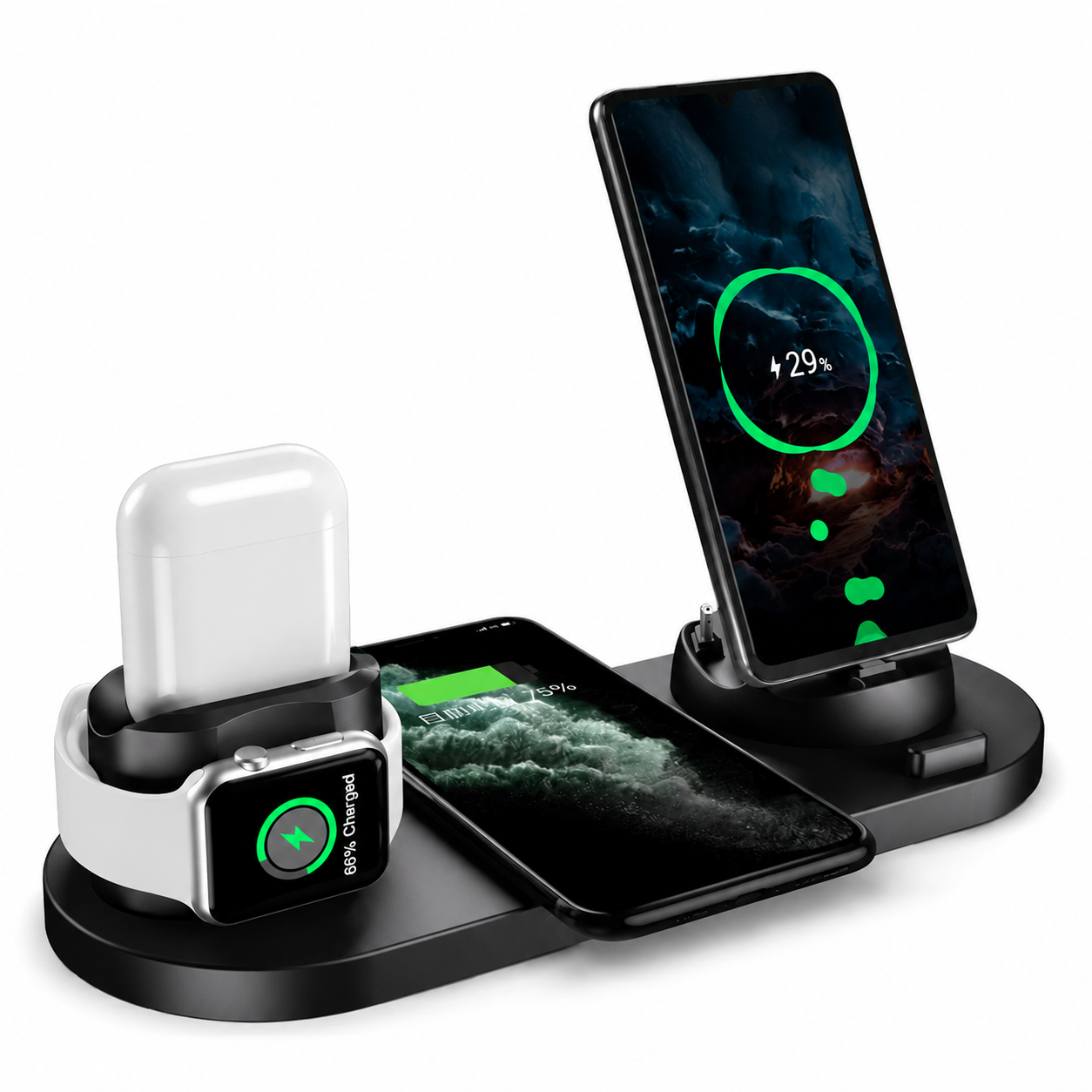 Premium Wireless Charger Fast Charging Station Foldable Multi Device Charging Dock Magnetic Stand for Smartphones Watches Earbuds Travel Organizer