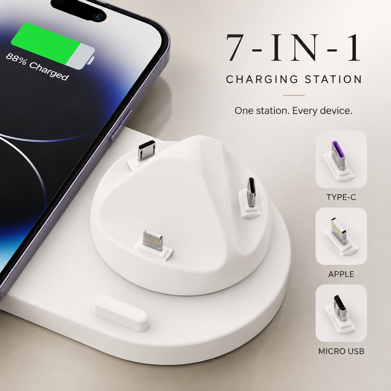 Premium Wireless Charger Fast Charging Station Foldable Multi Device Charging Dock Magnetic Stand for Smartphones Watches Earbuds Travel Organizer