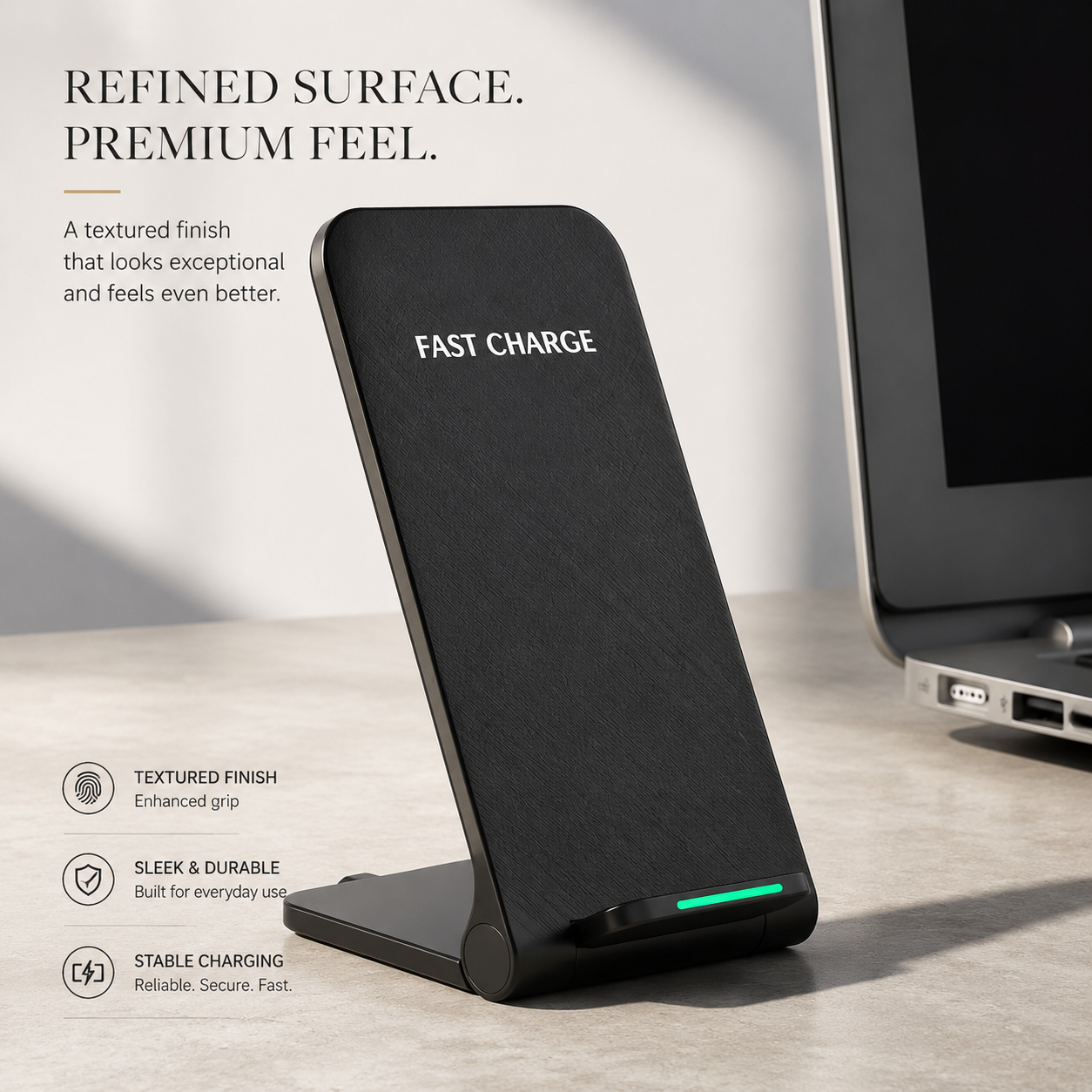 Premium Wireless Charger Fast Wireless Charging Foldable Charging Stand Portable Charging Dock Compatible with iPhone Adjustable Design for Travel