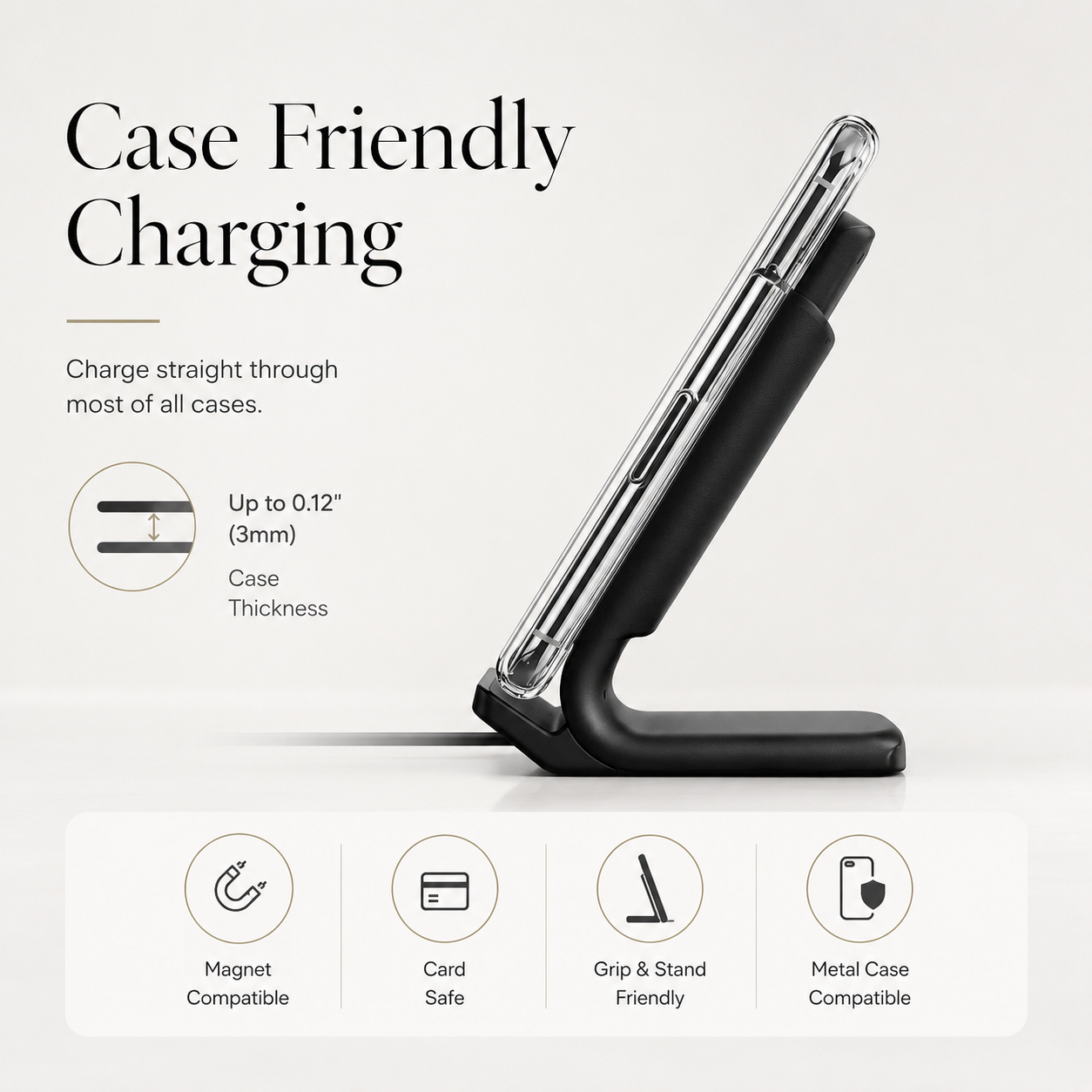 Premium Wireless Charger Fast Wireless Charging Foldable Charging Stand Portable Charging Dock Compatible with iPhone Adjustable Design for Travel