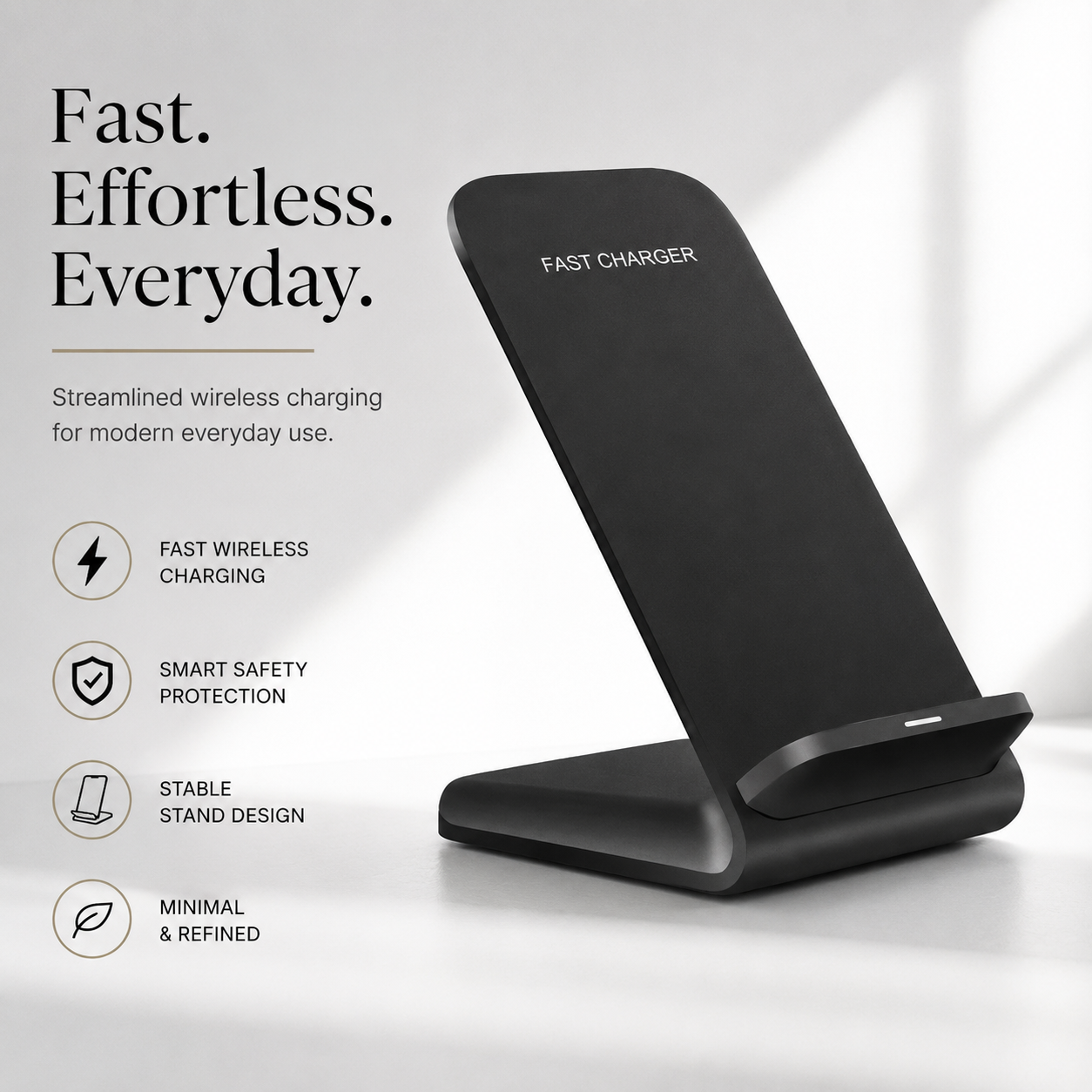 Premium Wireless Charger Fast Wireless Charging Foldable Charging Stand Portable Charging Dock Compatible with iPhone Adjustable Design for Travel