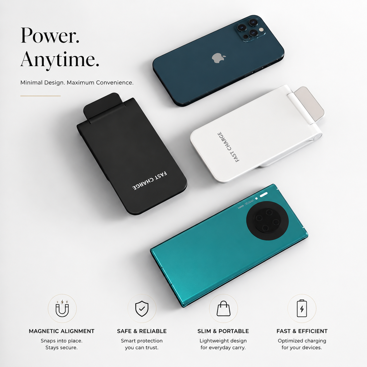 Premium Wireless Charger Fast Wireless Charging Foldable Charging Stand Portable Charging Dock Compatible with iPhone Adjustable Design for Travel