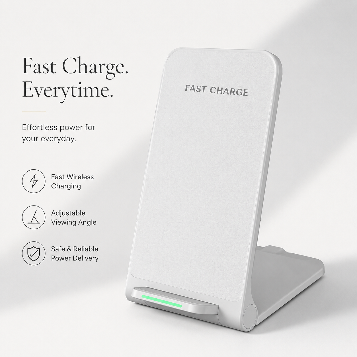 Premium Wireless Charger Fast Wireless Charging Foldable Charging Stand Portable Charging Dock Compatible with iPhone Adjustable Design for Travel