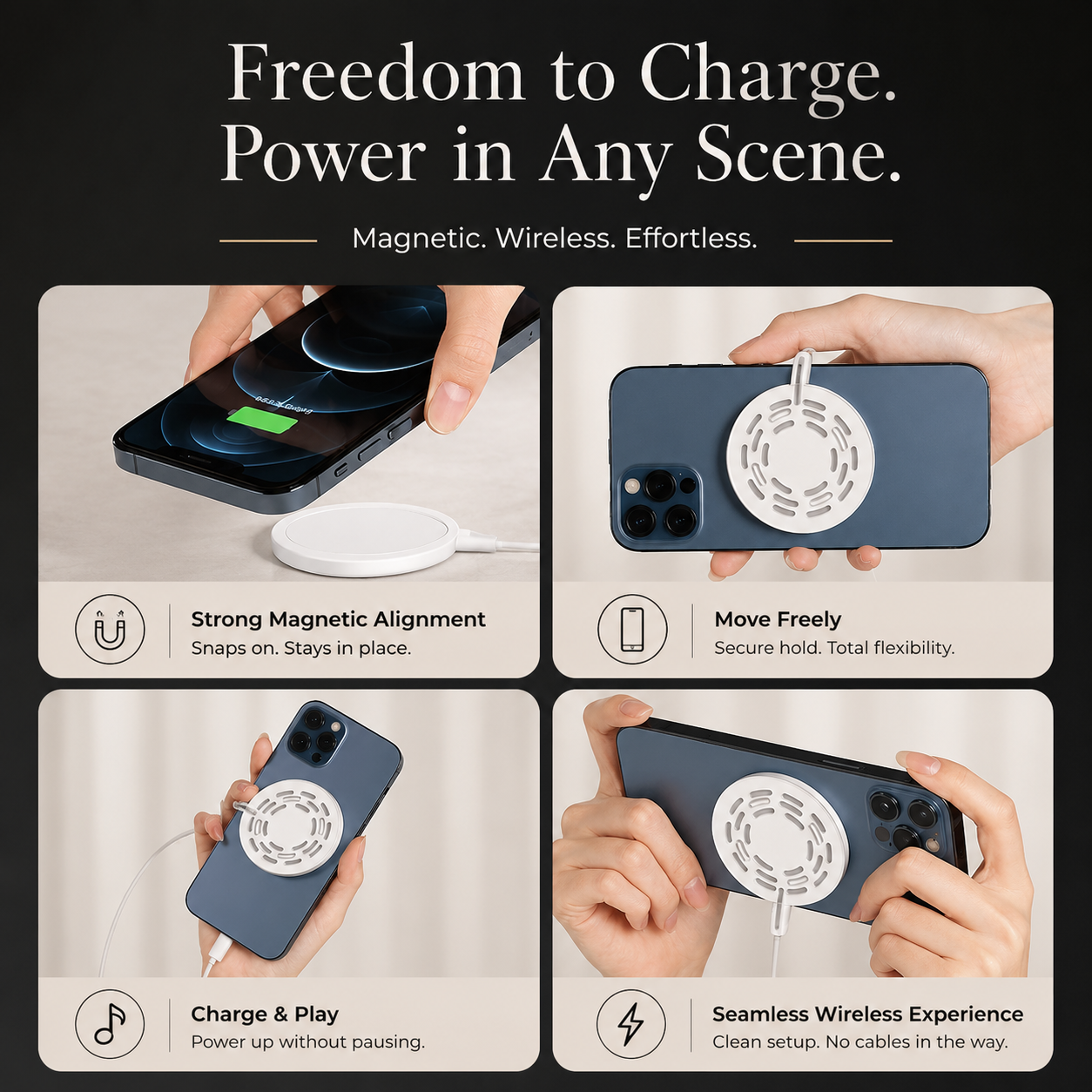Premium Wireless Charger Magnetic Charging Pad MagSafe Compatible Fast Wireless Charging Slim Portable Charging Dock for Phones Earbuds Travel