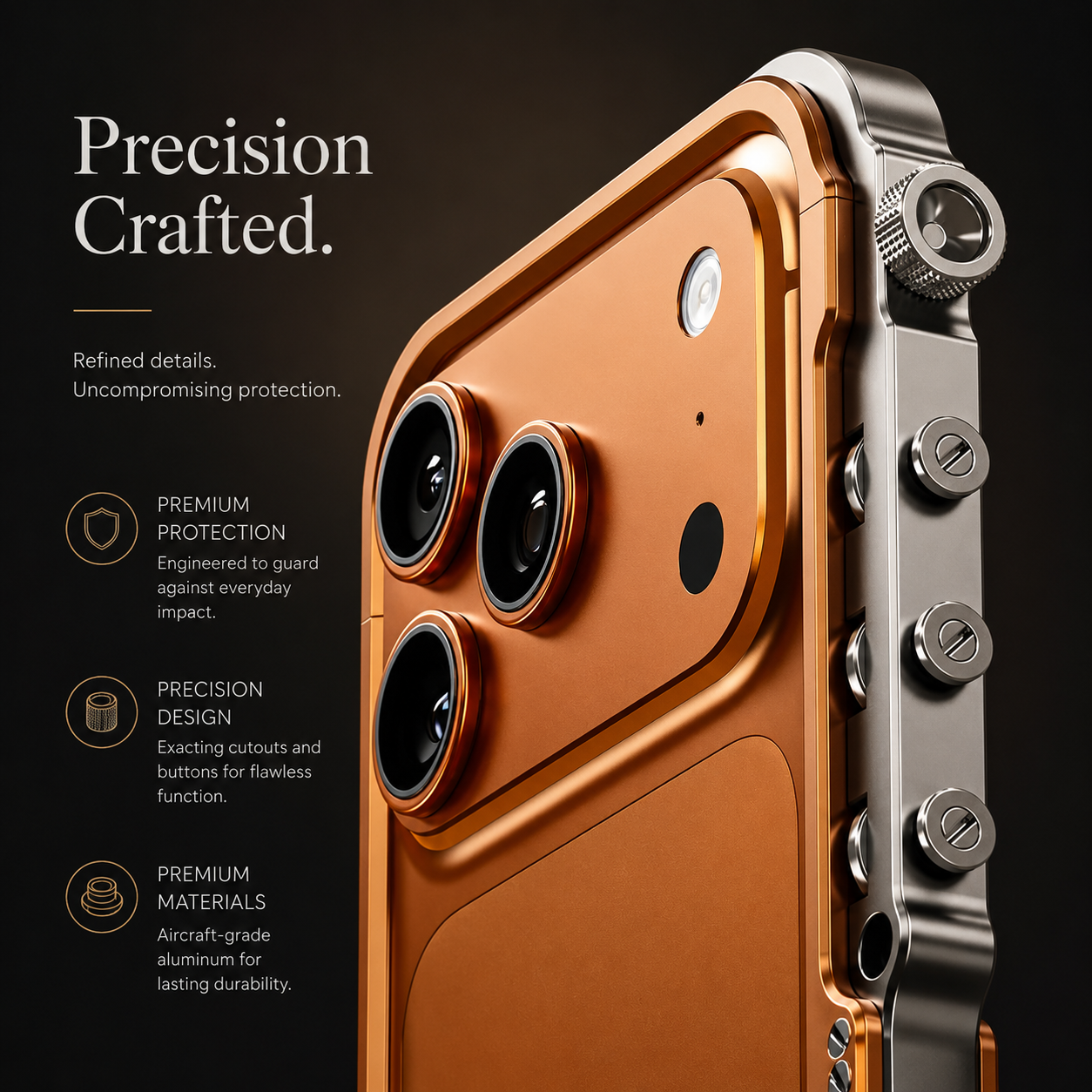Premium iPhone Case Aluminum Alloy Bumper Protective Cover Shockproof Metal Frame Rugged Edge Protection Lightweight Non Slip Open Back Full Coverage Design