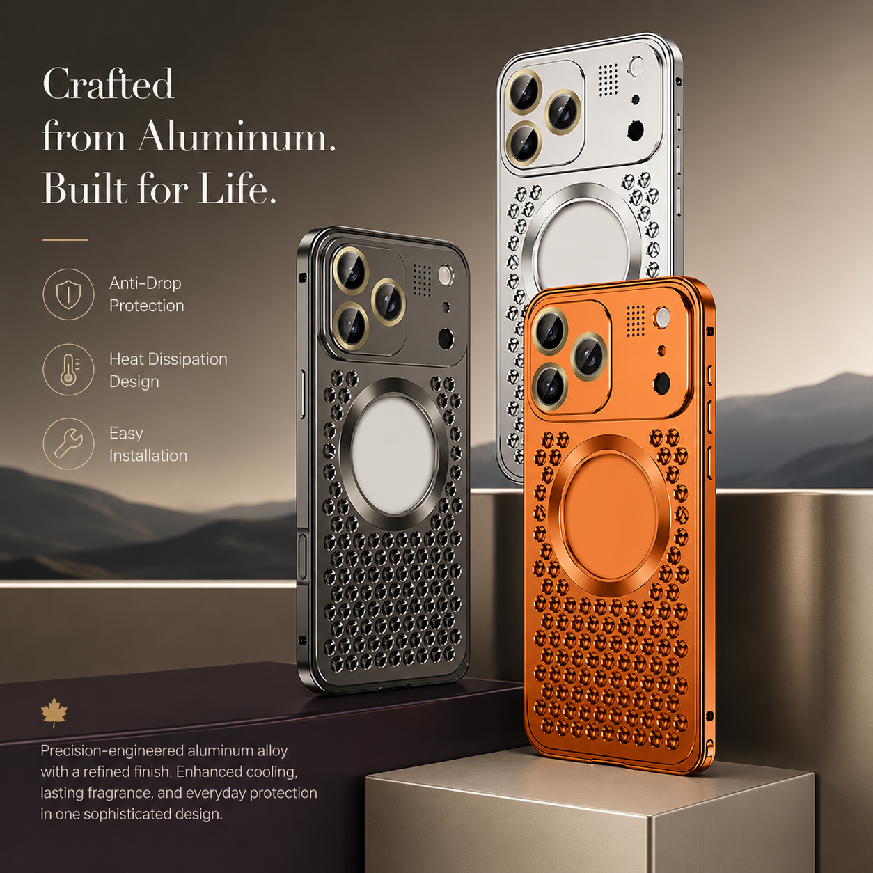 Premium iPhone Case Aluminum Alloy Magnetic Cover Heat Dissipation Metal Frame Shockproof Camera Lens Guard Slim Lightweight Full Coverage Design