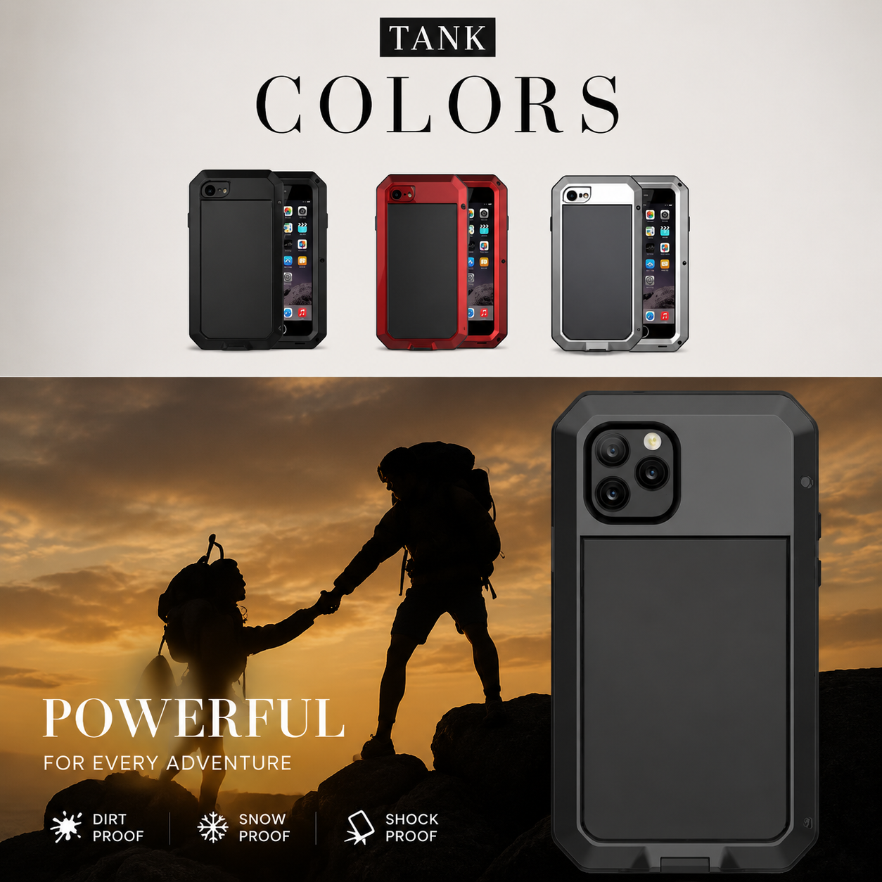 Premium iPhone Case Aluminum Metal Armor Bumper Shockproof Protective Cover Anti Fingerprint Non Slip Camera Protection Full Coverage Rugged Design