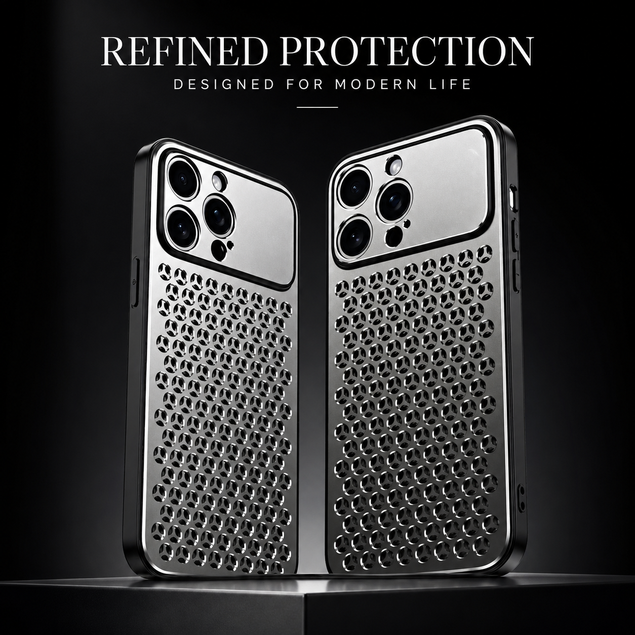 Premium iPhone Case Aluminum Metal Frame Breathable Back Cover Slim Anti Fingerprint Scratch Resistant Protective Camera Protection Full Coverage