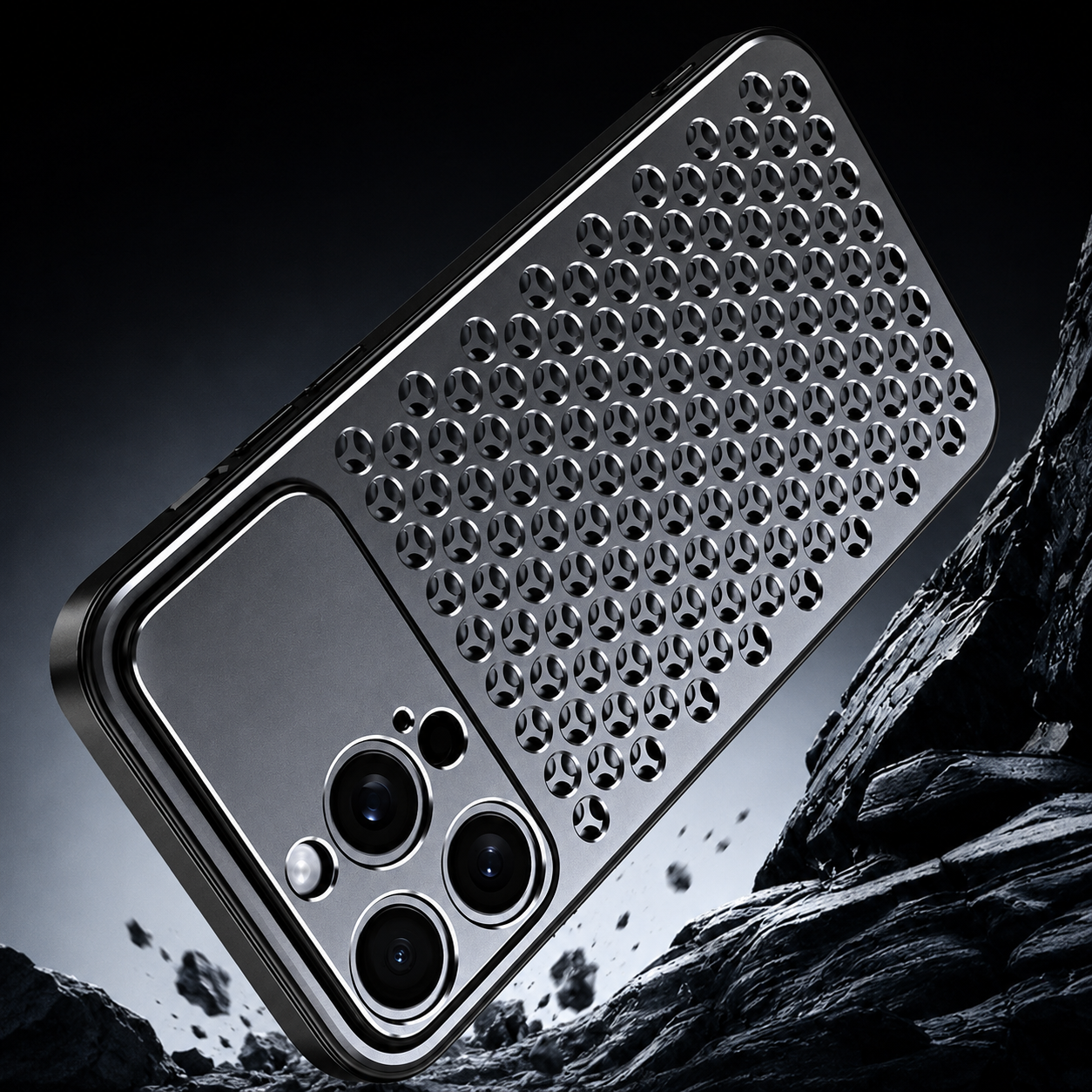 Premium iPhone Case Aluminum Metal Frame Breathable Back Cover Slim Anti Fingerprint Scratch Resistant Protective Camera Protection Full Coverage