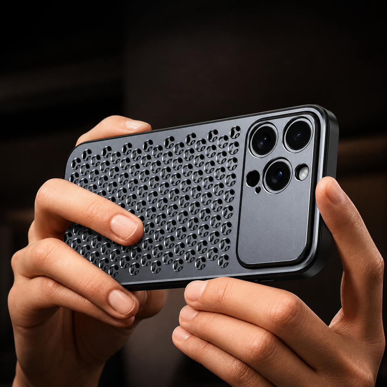 Premium iPhone Case Aluminum Metal Frame Breathable Back Cover Slim Anti Fingerprint Scratch Resistant Protective Camera Protection Full Coverage
