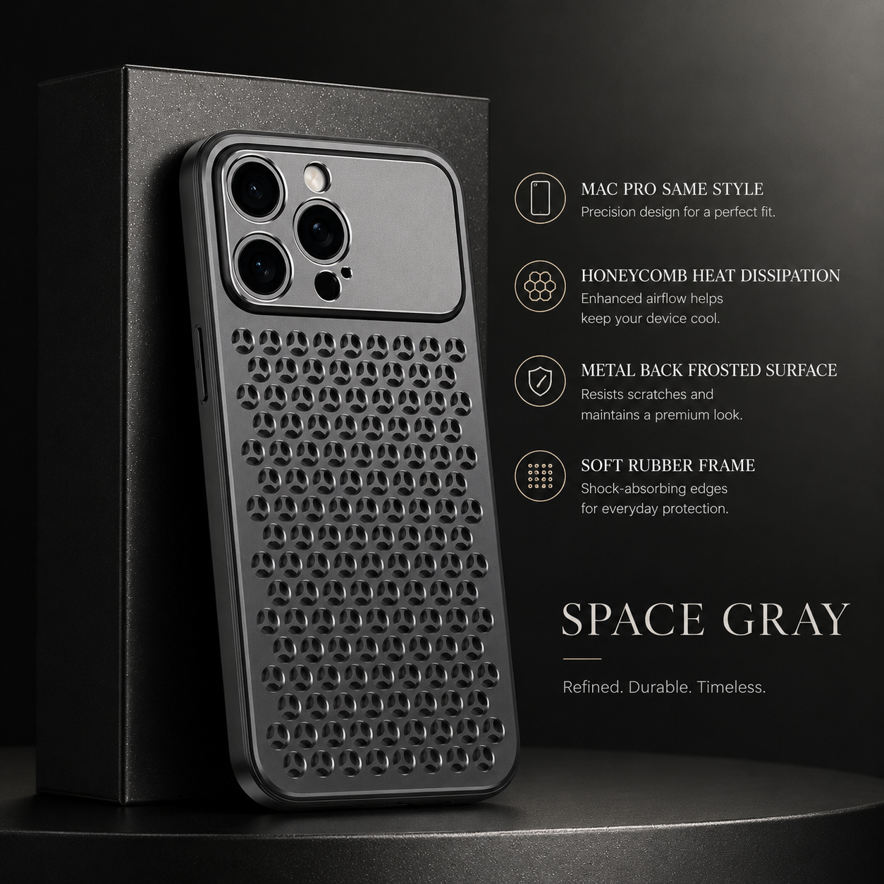 Premium iPhone Case Aluminum Metal Frame Breathable Back Cover Slim Anti Fingerprint Scratch Resistant Protective Camera Protection Full Coverage