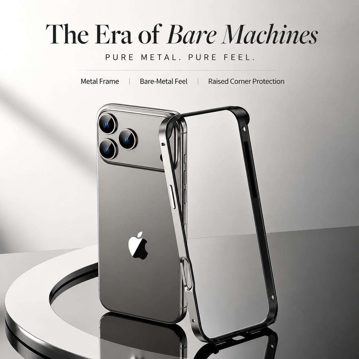 Premium iPhone Case Aluminum Metal Frame Bumper Cover Silicone Shockproof Protection Durable Slim Half Wrapped Camera Protection Full Coverage