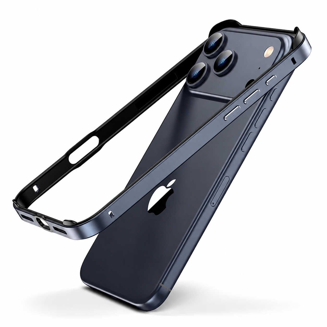 Premium iPhone Case Aluminum Metal Frame Bumper Cover Silicone Shockproof Protection Durable Slim Half Wrapped Camera Protection Full Coverage