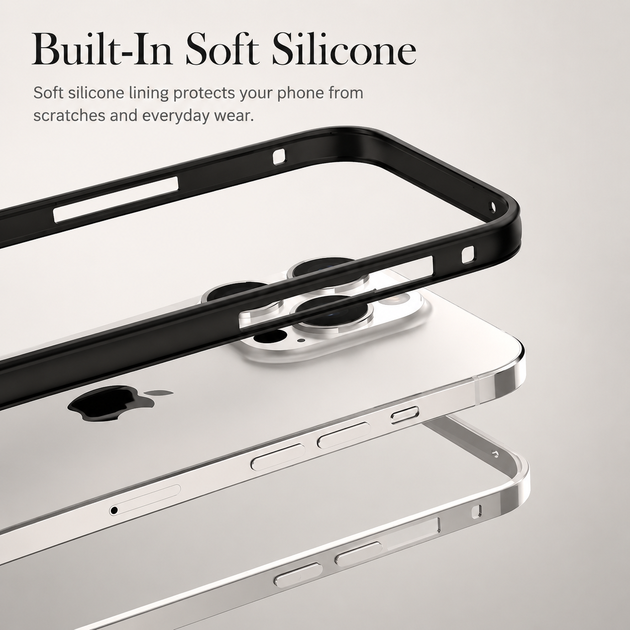 Premium iPhone Case Aluminum Metal Frame Bumper Cover Silicone Shockproof Protection Durable Slim Half Wrapped Camera Protection Full Coverage
