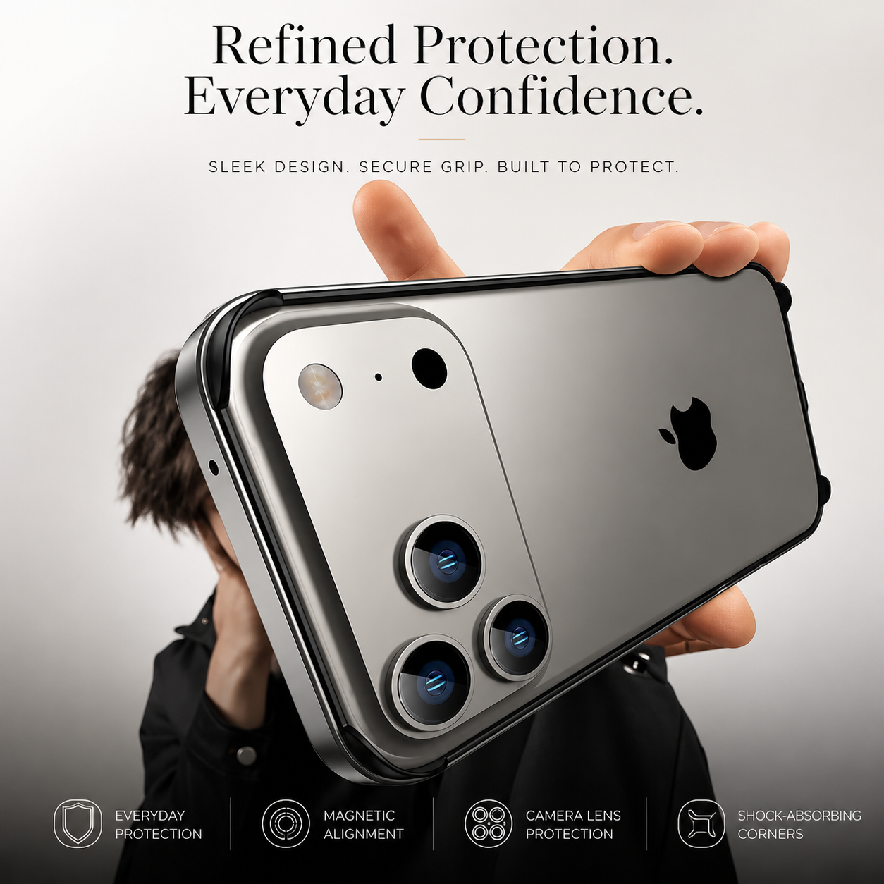 Premium iPhone Case Aluminum Metal Frame Bumper Cover Silicone Shockproof Protection Durable Slim Half Wrapped Camera Protection Full Coverage
