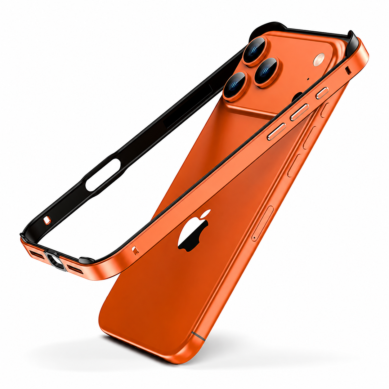 Premium iPhone Case Aluminum Metal Frame Bumper Cover Silicone Shockproof Protection Durable Slim Half Wrapped Camera Protection Full Coverage
