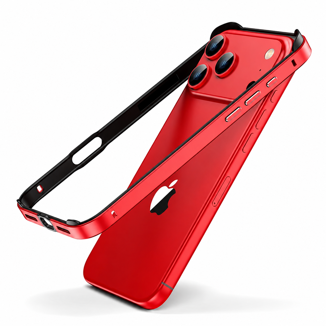 Premium iPhone Case Aluminum Metal Frame Bumper Cover Silicone Shockproof Protection Durable Slim Half Wrapped Camera Protection Full Coverage