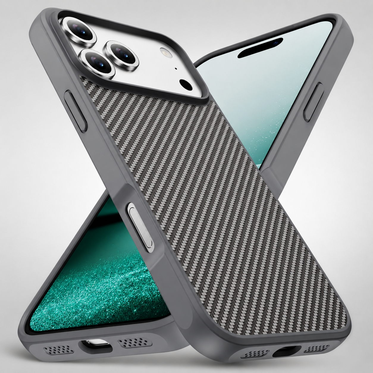 Premium iPhone Case Carbon Fiber Protective Cover Shockproof Drop Resistant Anti Fingerprint Non Slip Scratch Resistant Slim Full Coverage Design