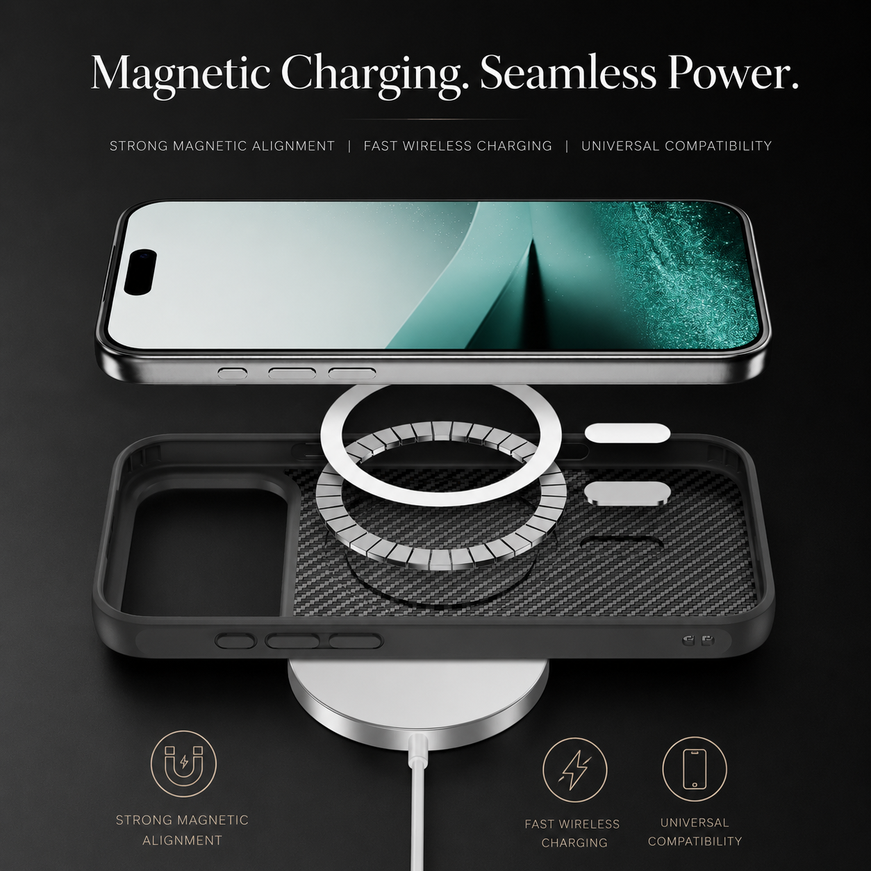Premium iPhone Case Carbon Fiber Protective Cover Shockproof Drop Resistant Anti Fingerprint Non Slip Scratch Resistant Slim Full Coverage Design