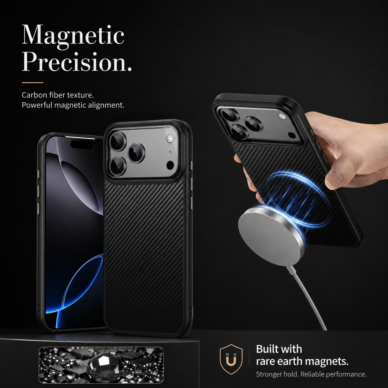Premium iPhone Case Carbon Fiber Protective Cover Shockproof Drop Resistant Anti Fingerprint Non Slip Scratch Resistant Slim Full Coverage Design