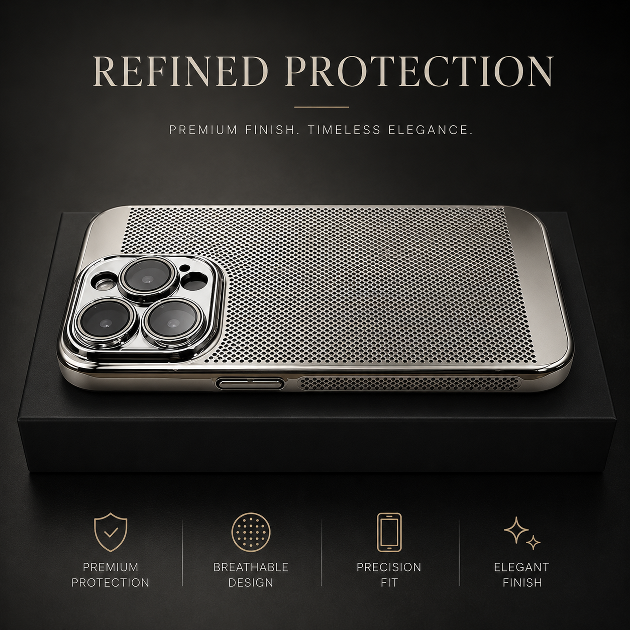 Premium iPhone Case Cooling PC Shell Electroplated Hollow Cover Heat Dissipation Anti Fingerprint Non Slip Lightweight Half Wrapped Slim Protective Design