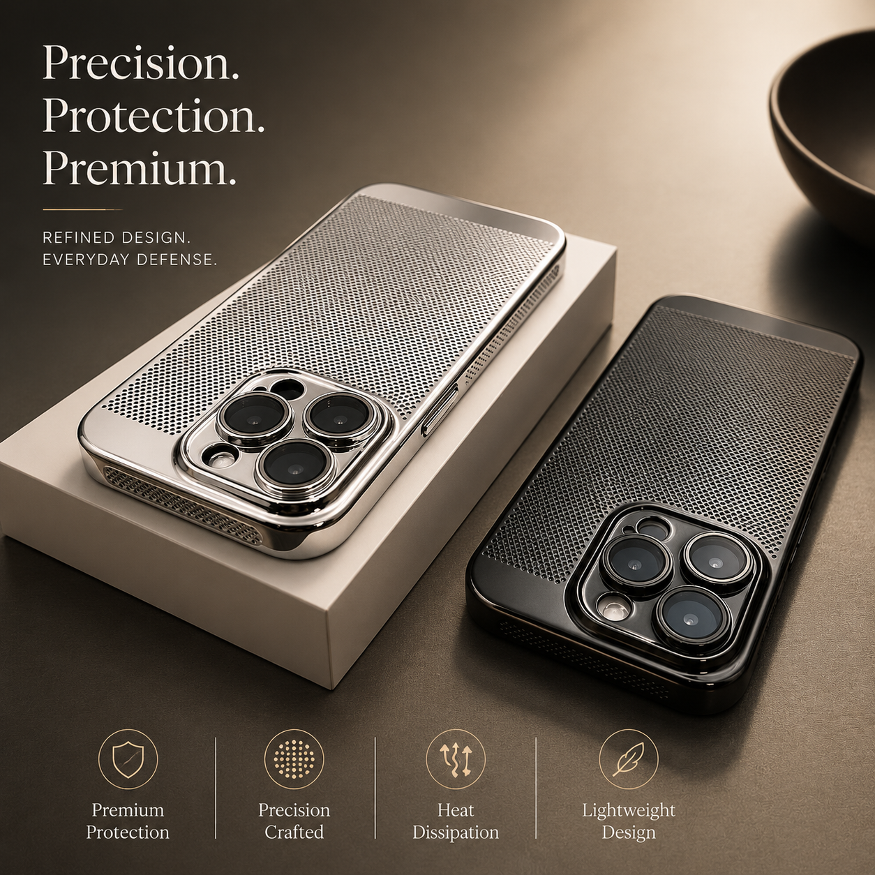 Premium iPhone Case Cooling PC Shell Electroplated Hollow Cover Heat Dissipation Anti Fingerprint Non Slip Lightweight Half Wrapped Slim Protective Design