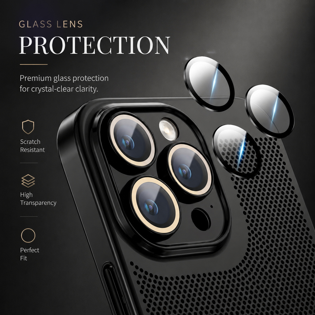 Premium iPhone Case Cooling PC Shell Electroplated Hollow Cover Heat Dissipation Anti Fingerprint Non Slip Lightweight Half Wrapped Slim Protective Design