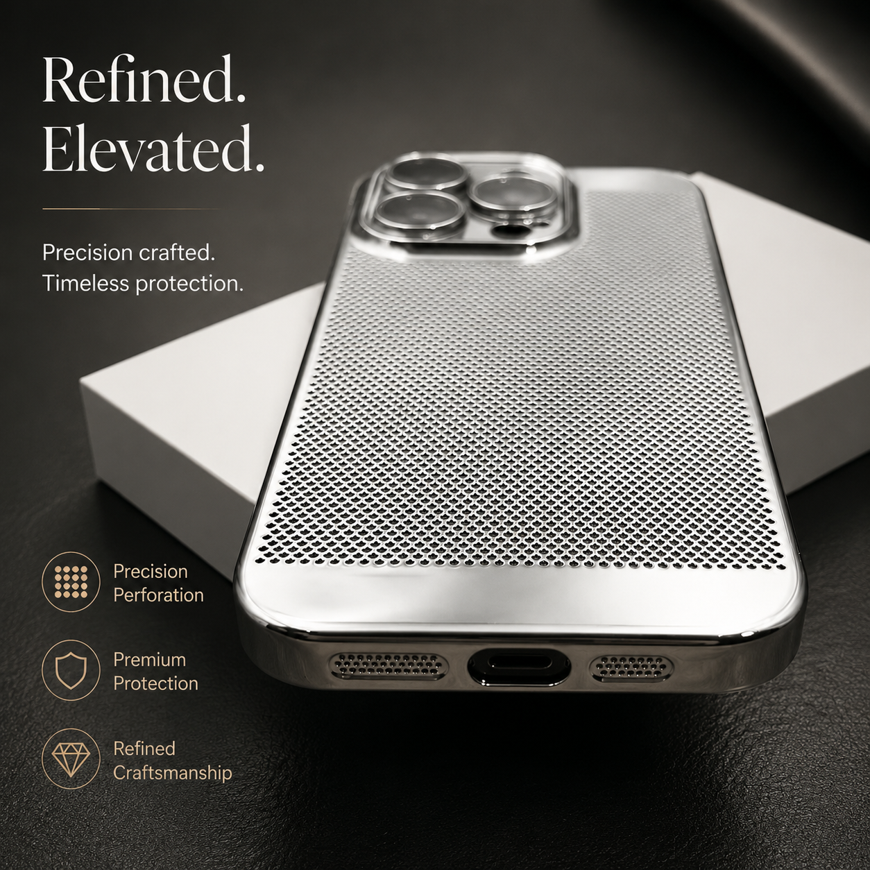 Premium iPhone Case Cooling PC Shell Electroplated Hollow Cover Heat Dissipation Anti Fingerprint Non Slip Lightweight Half Wrapped Slim Protective Design