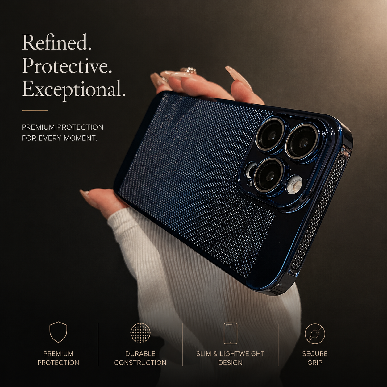 Premium iPhone Case Cooling PC Shell Electroplated Hollow Cover Heat Dissipation Anti Fingerprint Non Slip Lightweight Half Wrapped Slim Protective Design