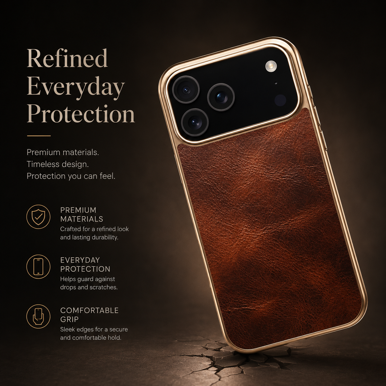 Premium iPhone Case Cowhide Leather Protective Cover MagSafe Compatible Electroplated Edge Camera Lens Protection Anti Fingerprint Non Slip Slim