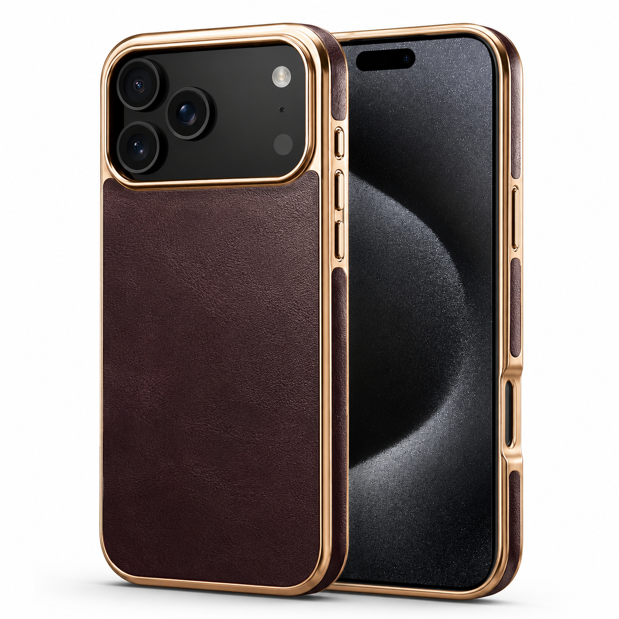 Premium iPhone Case Cowhide Leather Protective Cover MagSafe Compatible Electroplated Edge Camera Lens Protection Anti Fingerprint Non Slip Slim
