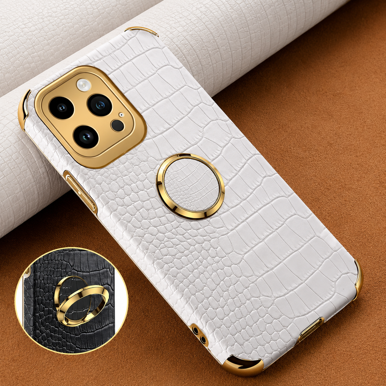 Premium iPhone Case Crocodile Leather Silicone Magnetic Car Mount Compatible Protective Cover Anti Scratch Full Coverage Slim Luxury Design