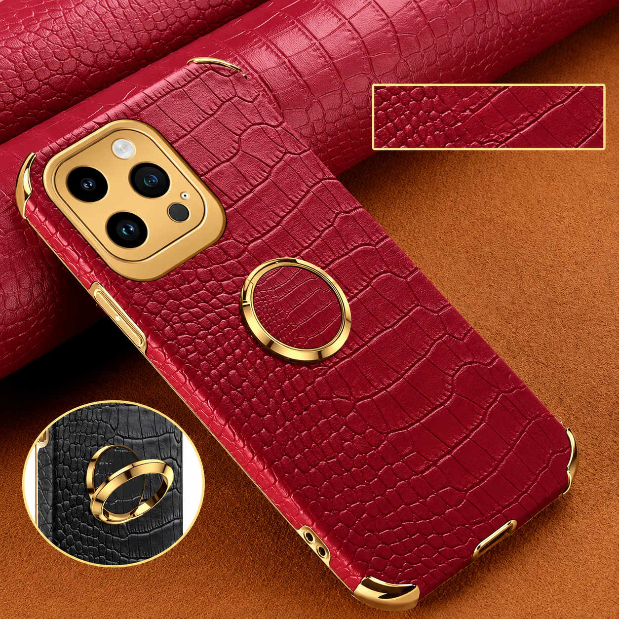 Premium iPhone Case Crocodile Leather Silicone Magnetic Car Mount Compatible Protective Cover Anti Scratch Full Coverage Slim Luxury Design