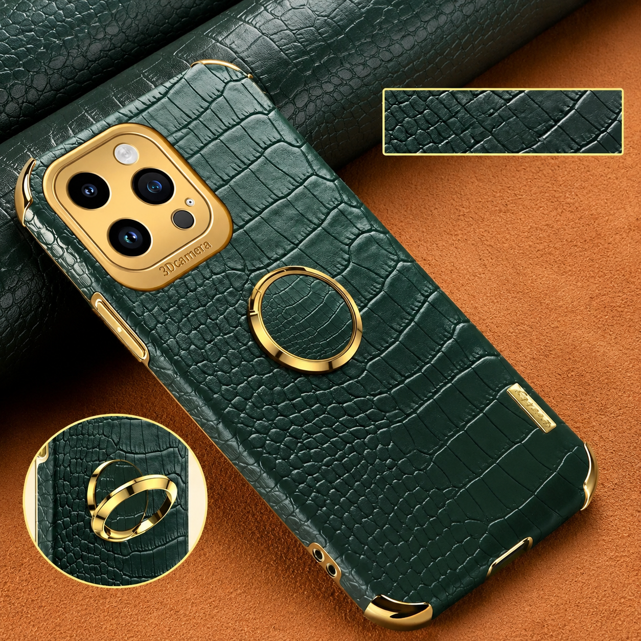 Premium iPhone Case Crocodile Leather Silicone Magnetic Car Mount Compatible Protective Cover Anti Scratch Full Coverage Slim Luxury Design