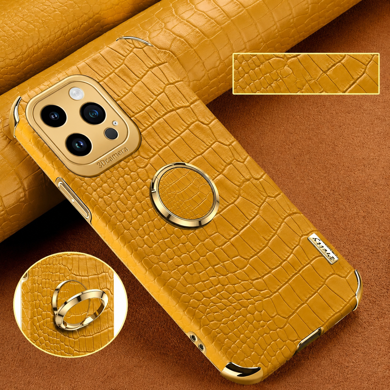 Premium iPhone Case Crocodile Leather Silicone Magnetic Car Mount Compatible Protective Cover Anti Scratch Full Coverage Slim Luxury Design