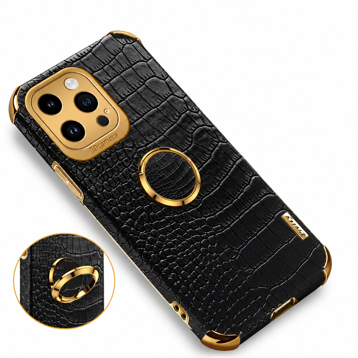 Premium iPhone Case Crocodile Leather Silicone Magnetic Car Mount Compatible Protective Cover Anti Scratch Full Coverage Slim Luxury Design