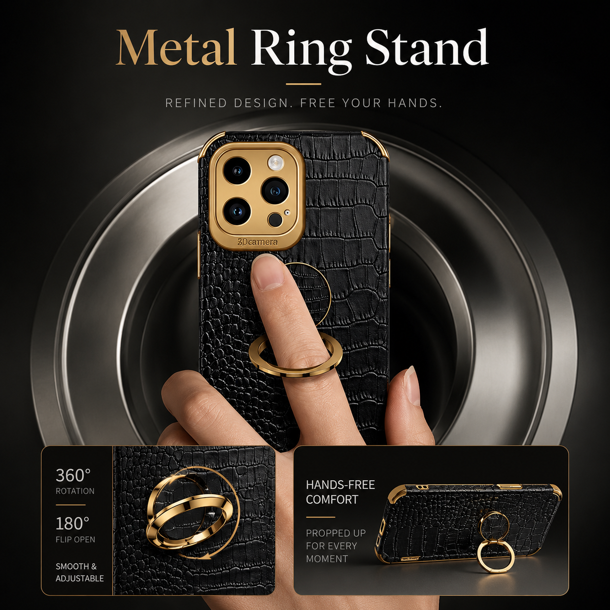 Premium iPhone Case Crocodile Leather Silicone Magnetic Car Mount Compatible Protective Cover Anti Scratch Full Coverage Slim Luxury Design